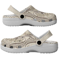 Beige Hawaii Clogs Shoes Hammerhead Shark Tattoo Curve Polynesian LT14 - Polynesian Pride