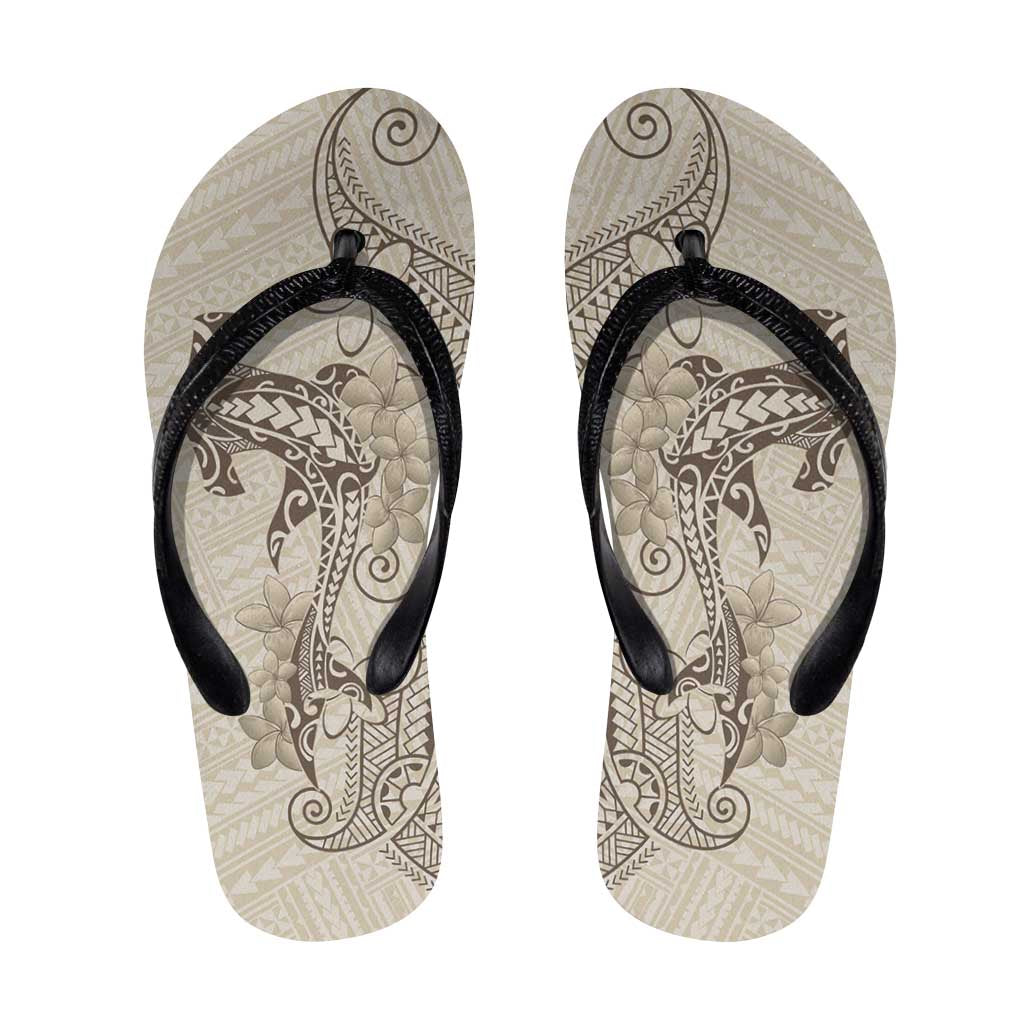 Beige Hawaii Flip Flops Hammerhead Shark Tattoo Curve Polynesian LT14 Beige - Polynesian Pride
