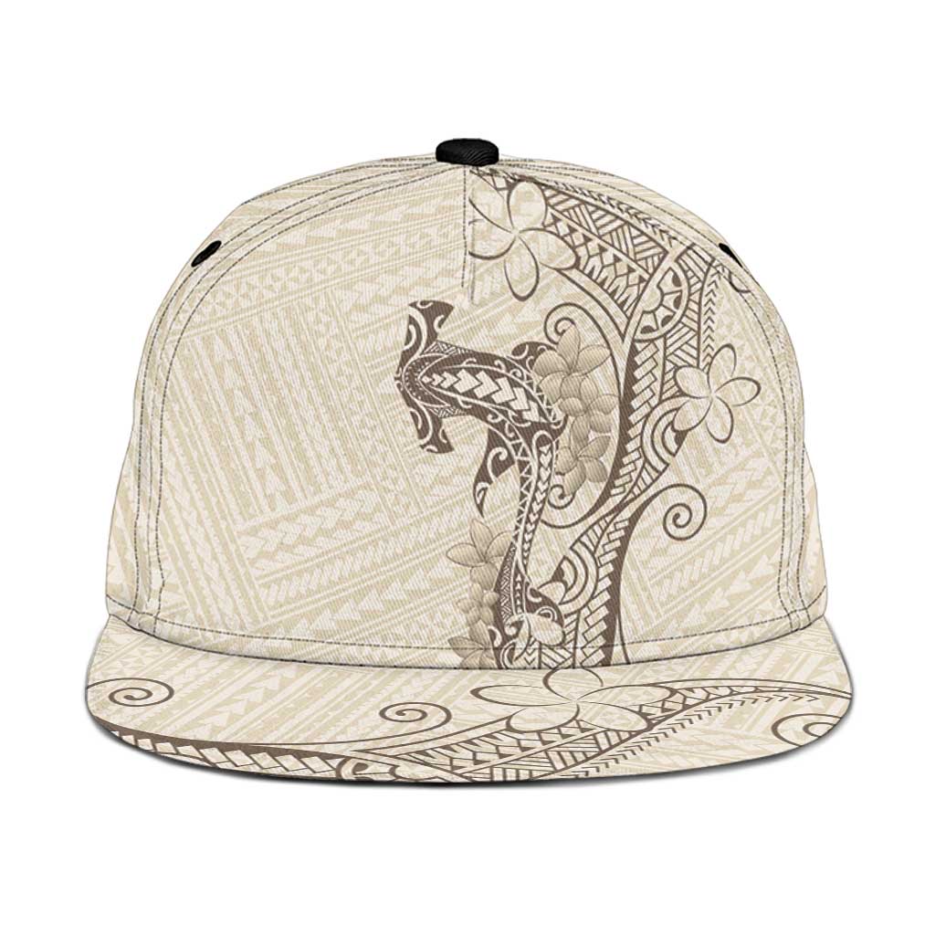 Beige Hawaii Snapback Cap Hammerhead Shark Tattoo Curve Polynesian LT14 One Size Beige - Polynesian Pride