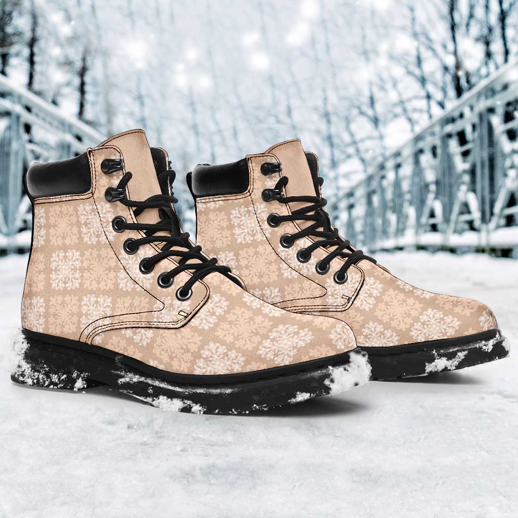 Beige Palaka Quilt Hawaii All Season Boots Traditional Hawaii-plaid Pattern LT14 - Polynesian Pride