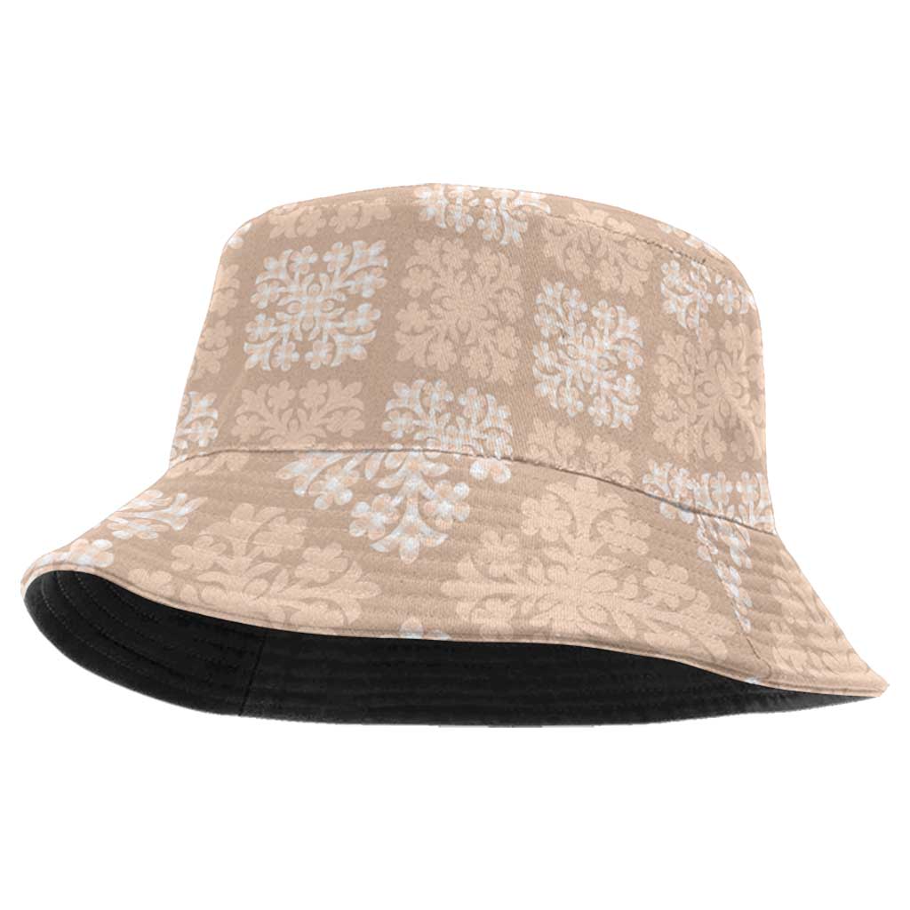 Beige Palaka Quilt Hawaii Bucket Hat Traditional Hawaii-plaid Pattern LT14 One Size Beige - Polynesian Pride