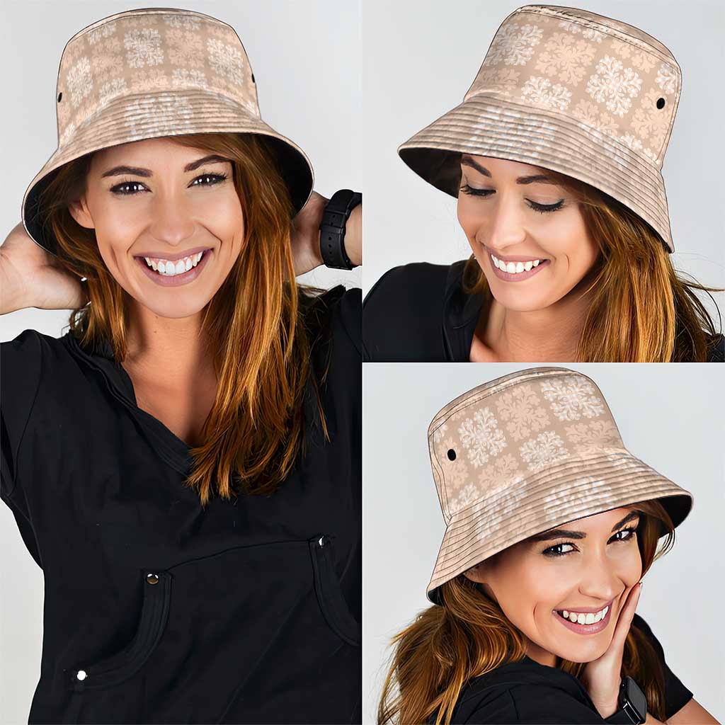 Beige Palaka Quilt Hawaii Bucket Hat Traditional Hawaii-plaid Pattern LT14 - Polynesian Pride