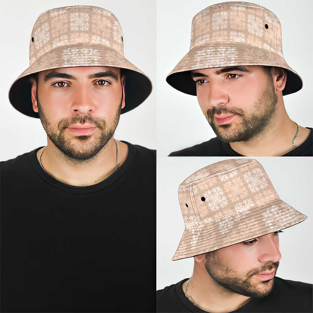 Beige Palaka Quilt Hawaii Bucket Hat Traditional Hawaii-plaid Pattern LT14 - Polynesian Pride