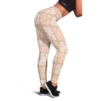 Beige Palaka Quilt Hawaii Leggings Traditional Hawaii-plaid Pattern LT14 - Polynesian Pride