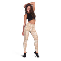 Beige Palaka Quilt Hawaii Leggings Traditional Hawaii-plaid Pattern LT14 - Polynesian Pride