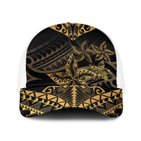 Black and Gold Polynesia Baseball Net Cap Plumeria Tattoo With Polynesian Pattern LT14 One Size White Black - Polynesian Pride