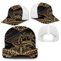 Black and Gold Polynesia Baseball Net Cap Plumeria Tattoo With Polynesian Pattern LT14 - Polynesian Pride
