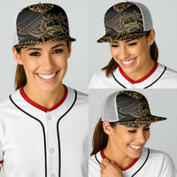 Black and Gold Polynesia Baseball Net Cap Plumeria Tattoo With Polynesian Pattern LT14 - Polynesian Pride