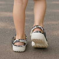 Black Palaka Hawaii Clogs Shoes Kukui Nut Pikake Lei Hawaiian Tapa Pattern LT14 - Polynesian Pride