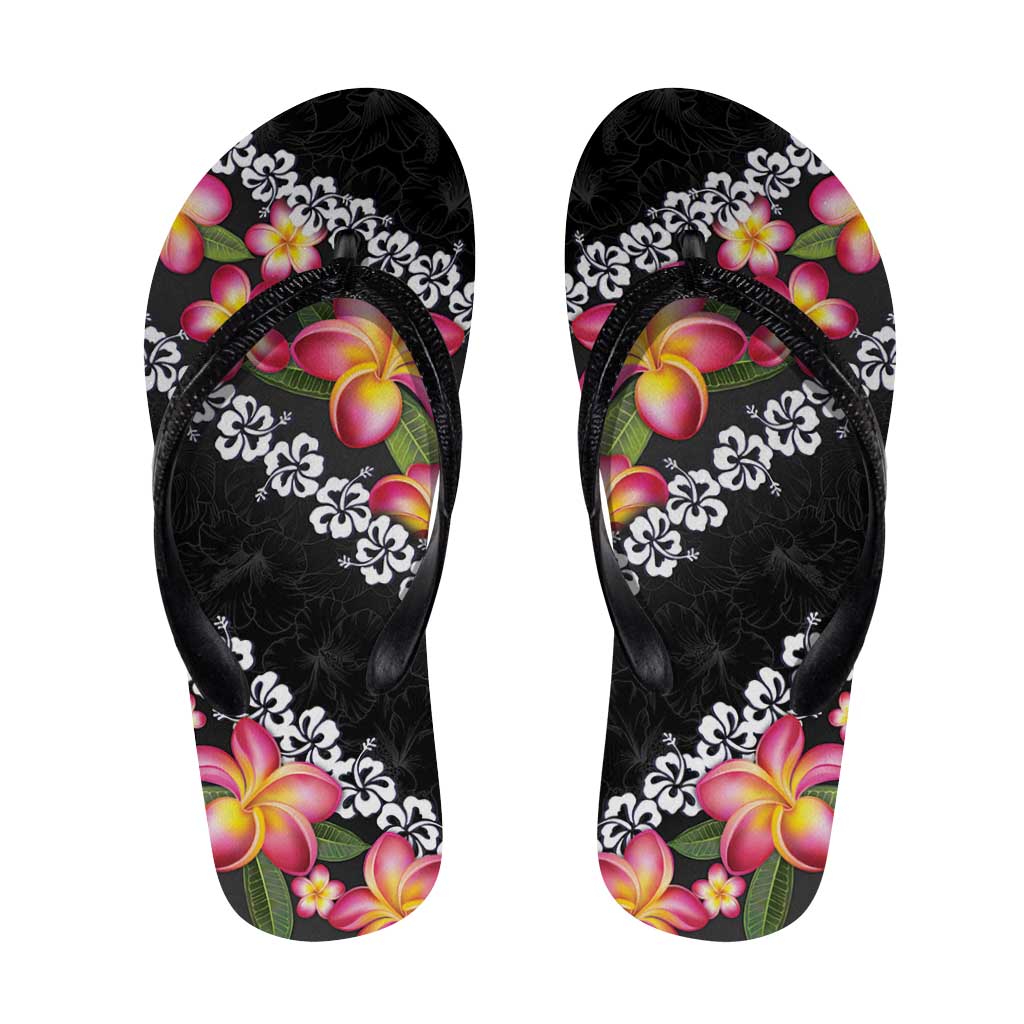 Black Polynesia Flip Flops Plumeria Hibiscus Tropical Vibes LT14 Black - Polynesian Pride