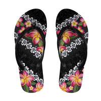 Black Polynesia Flip Flops Plumeria Hibiscus Tropical Vibes LT14 Black - Polynesian Pride