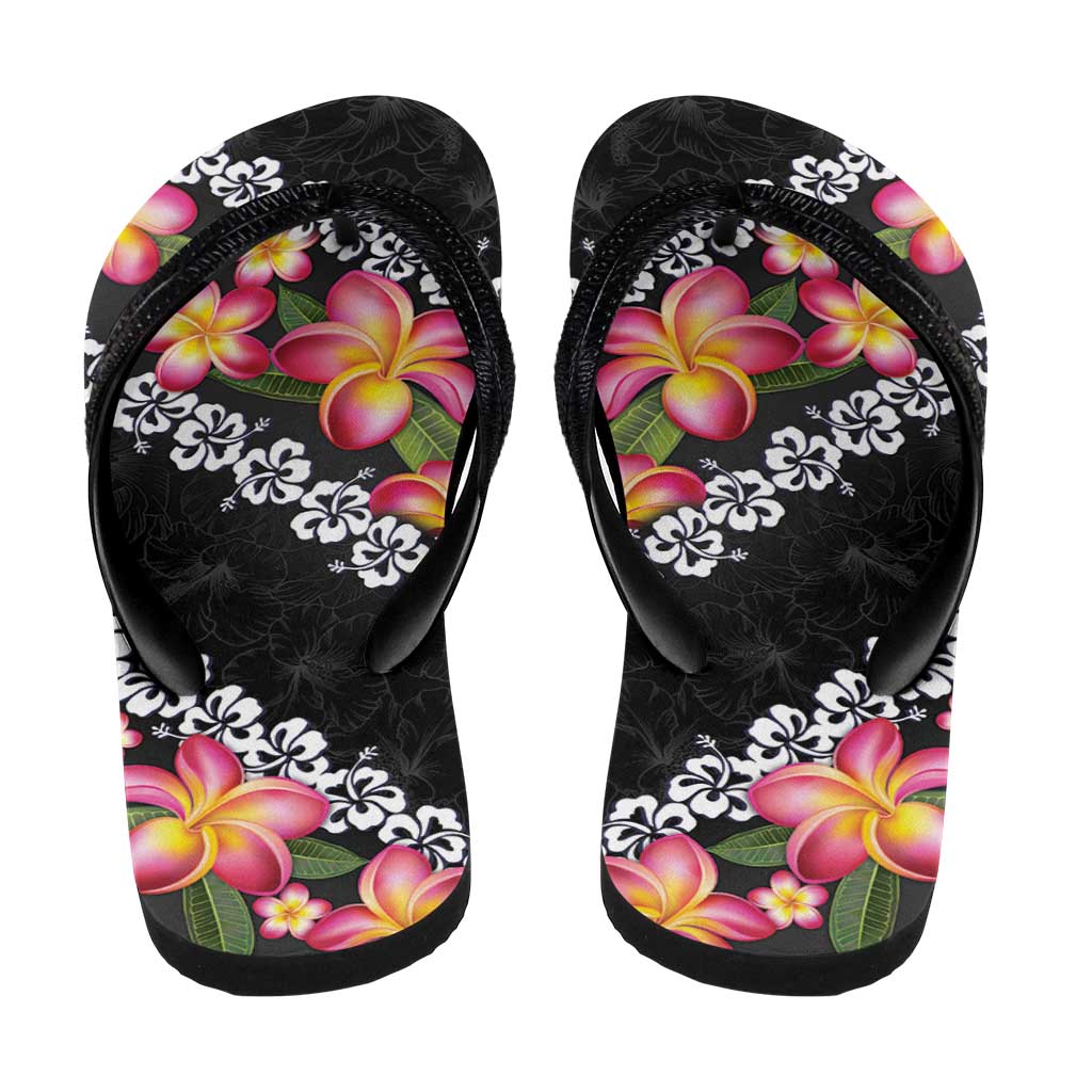Black Polynesia Flip Flops Plumeria Hibiscus Tropical Vibes LT14 - Polynesian Pride