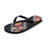 Black Polynesia Flip Flops Plumeria Hibiscus Tropical Vibes LT14 - Polynesian Pride