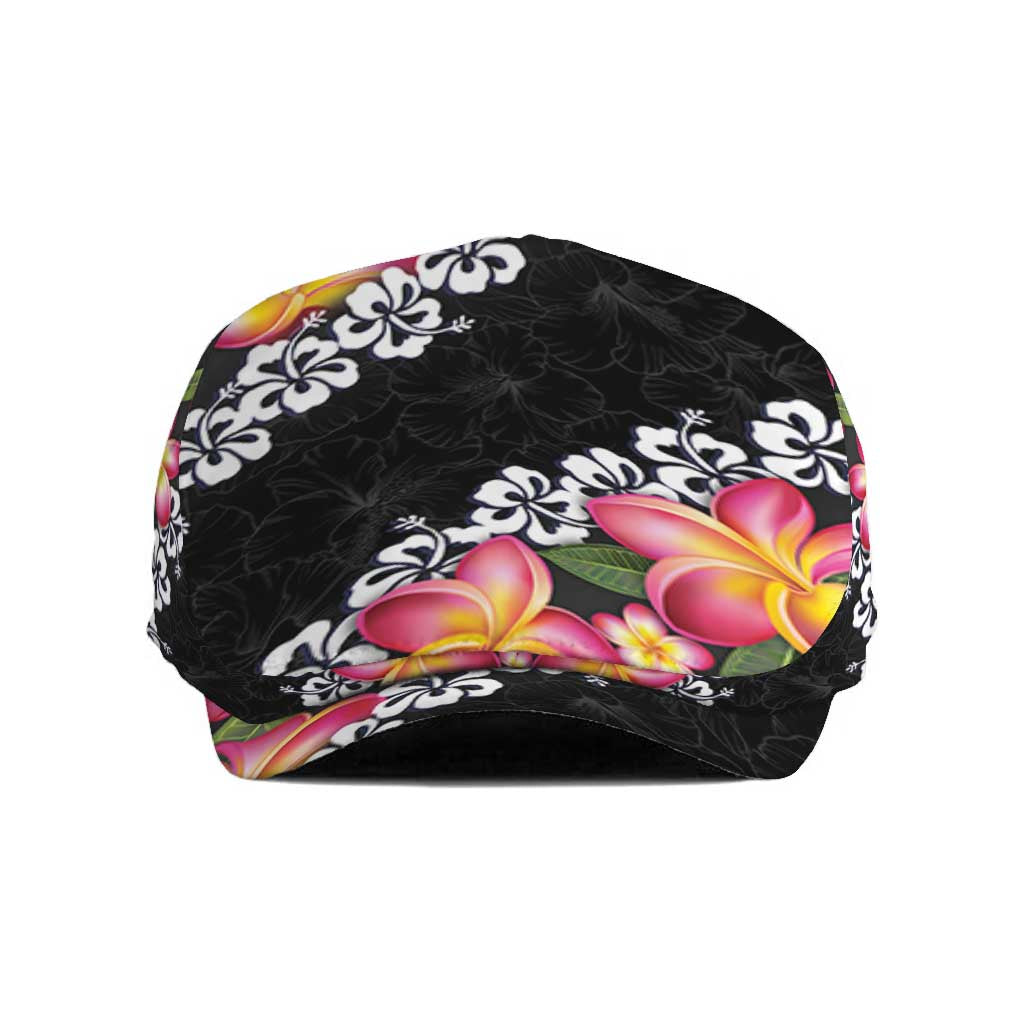Black Polynesia Jeff Hat Plumeria With Hibiscus Pattern Tropical Vibes LT14 Black - Polynesian Pride