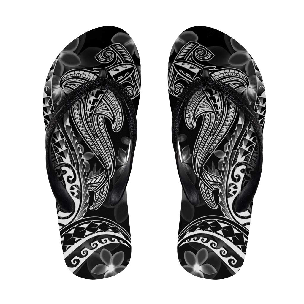 Black Polynesia Shark Tattoo Flip Flops Polynesian Plumeria LT14 Black - Polynesian Pride