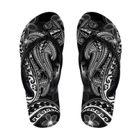 Black Polynesia Shark Tattoo Flip Flops Polynesian Plumeria LT14 Black - Polynesian Pride