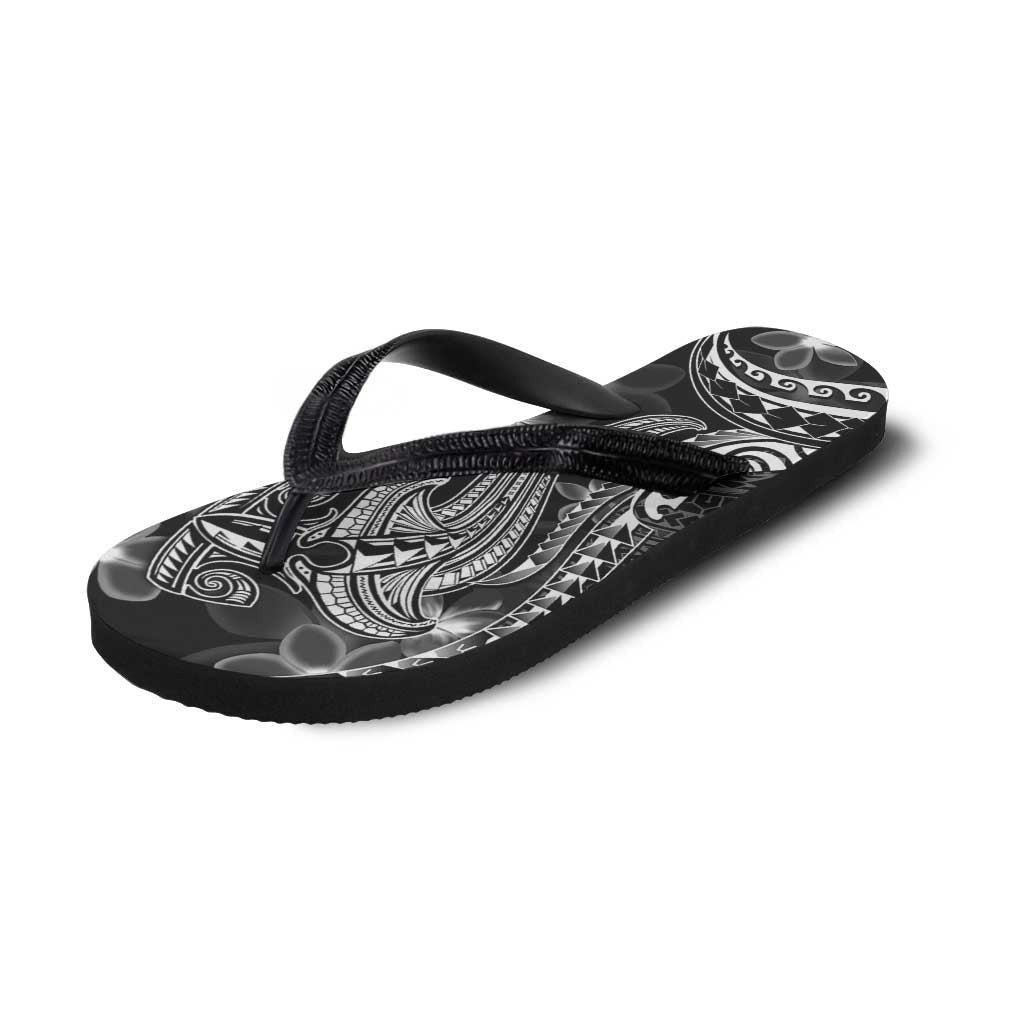 Black Polynesia Shark Tattoo Flip Flops Polynesian Plumeria LT14 - Polynesian Pride