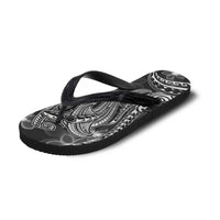 Black Polynesia Shark Tattoo Flip Flops Polynesian Plumeria LT14 - Polynesian Pride