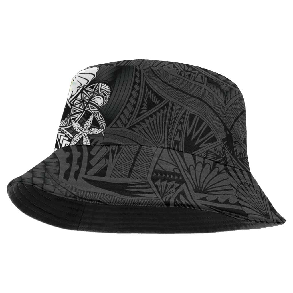 Black Samoa Tattoo Bucket Hat Plumeria Samoan Ocean Tatau Pattern LT14 One Size Black - Polynesian Pride