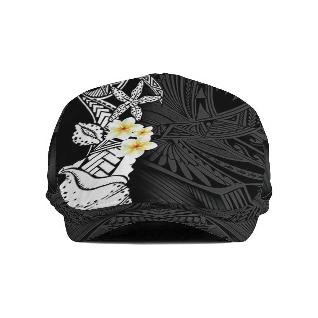 Black Samoa Tattoo Jeff Hat Plumeria Samoan Ocean Tatau Pattern LT14 Black - Polynesian Pride