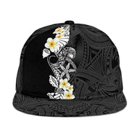 Black Samoa Tattoo Snapback Cap Plumeria Samoan Ocean Tatau Pattern LT14 One Size Black - Polynesian Pride