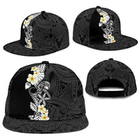 Black Samoa Tattoo Snapback Cap Plumeria Samoan Ocean Tatau Pattern LT14 - Polynesian Pride