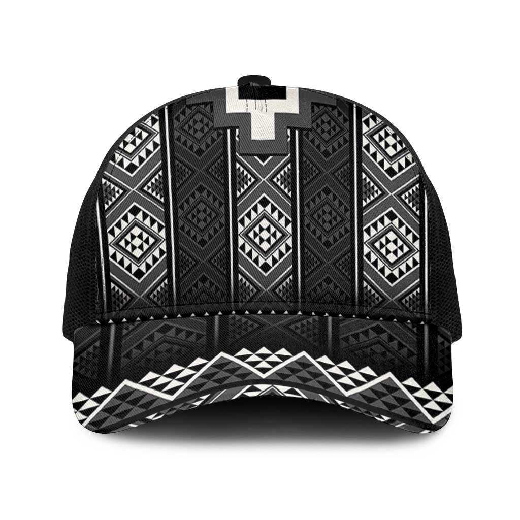 Black Taniko Aotearoa Baseball Net Cap Niho Taniwha Mix Poutama LT14 One Size Black Black - Polynesian Pride