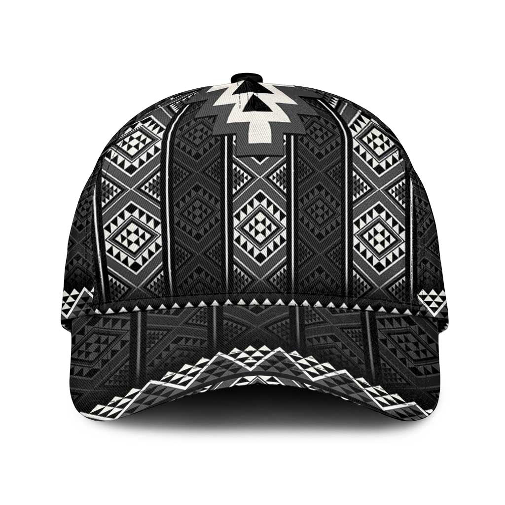Black Taniko Aotearoa Classic Cap Niho Taniwha Mix Poutama LT14 Universal Fit Black - Polynesian Pride