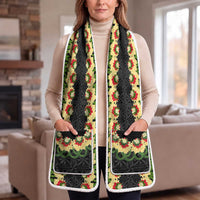 Black Tonga Ngatu Kahoa Lei Pocket Scarf LT14 One Size 13.7 × 86.6 in (35 × 220 cm) Black - Polynesian Pride