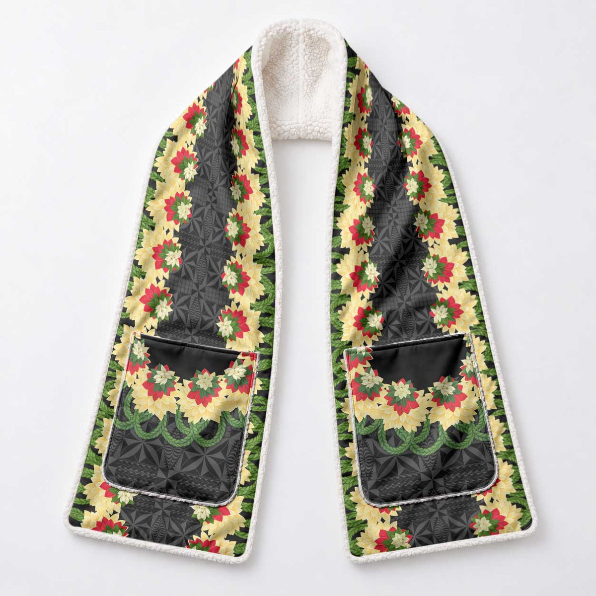 Black Tonga Ngatu Kahoa Lei Pocket Scarf LT14 - Polynesian Pride