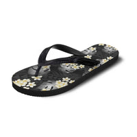 Black Tropical Hawaii Flip Flops Seamless Monstera Plumeria Hawaiian Pattern LT14 - Polynesian Pride