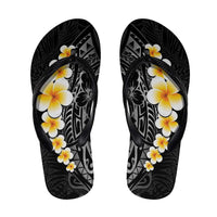 Black Tropical Plumeria Galaxy Polynesian Art Flip Flops LT14 Black - Polynesian Pride