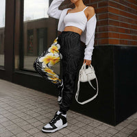 Black Tropical Plumeria With Galaxy Polynesian Art Jogger Pants LT14 - Polynesian Pride