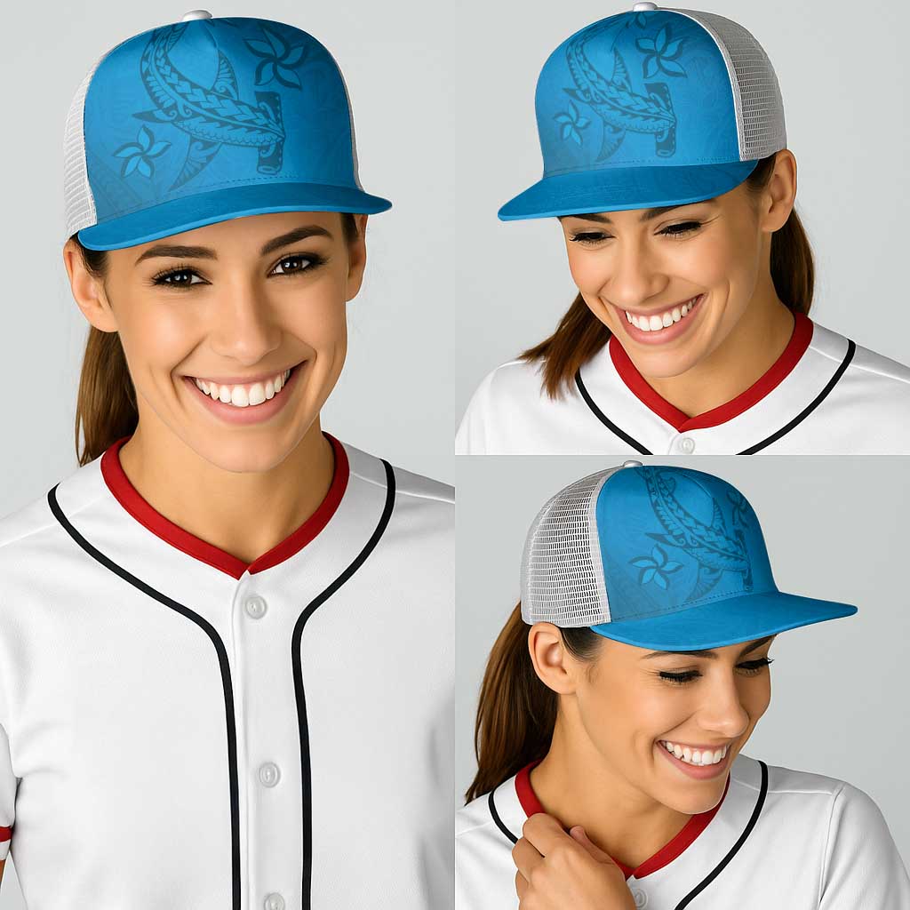 Blue Gradient Polynesia Baseball Net Cap Hawaiian Tribal Hammerhead Shark Tattoo LT14 - Polynesian Pride