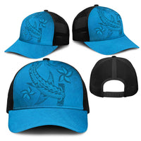 Blue Gradient Polynesia Mesh Trucker Cap Hawaiian Tribal Hammerhead Shark Tattoo LT14 - Polynesian Pride