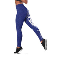Blue Hawaii Leggings Hammerhead Shark Tattoo Curve Polynesian LT14 Blue - Polynesian Pride