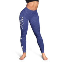 Blue Hawaii Leggings Hammerhead Shark Tattoo Curve Polynesian LT14 - Polynesian Pride