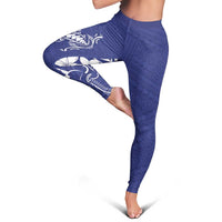 Blue Hawaii Leggings Hammerhead Shark Tattoo Curve Polynesian LT14 - Polynesian Pride