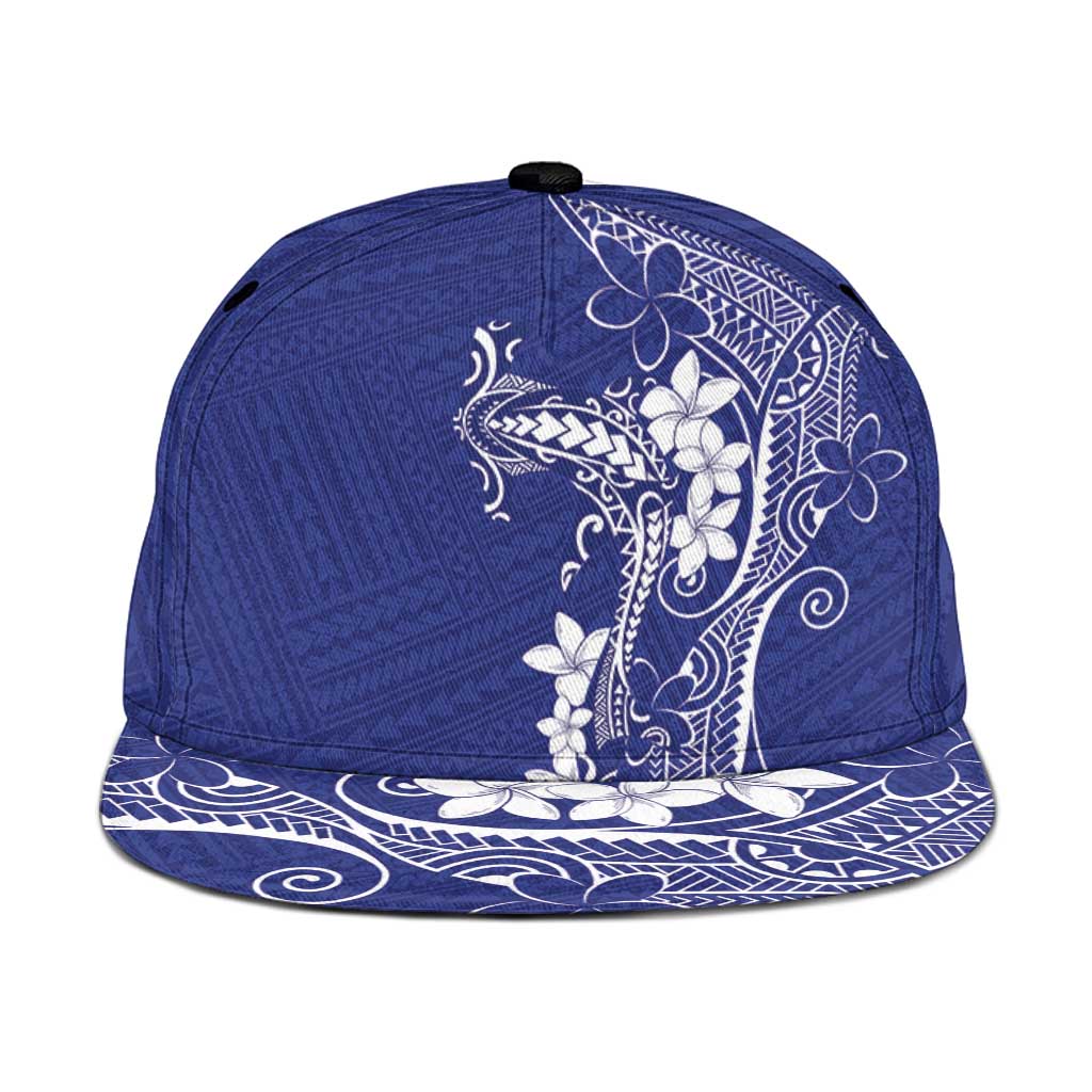 Blue Hawaii Snapback Cap Hammerhead Shark Tattoo Curve Polynesian LT14 One Size Blue - Polynesian Pride