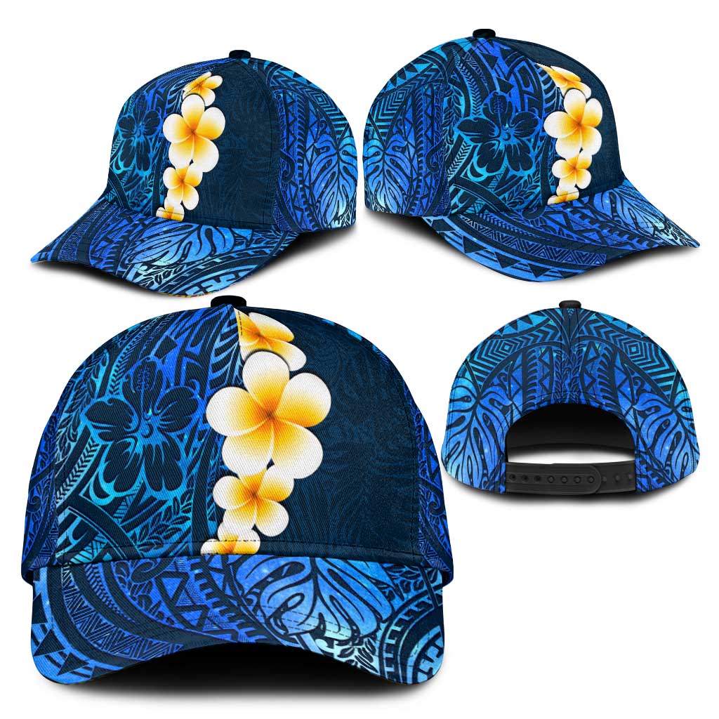 Blue Polynesia Classic Cap Plumeria Tropical Leaves With Galaxy Polynesian Art LT14 - Polynesian Pride