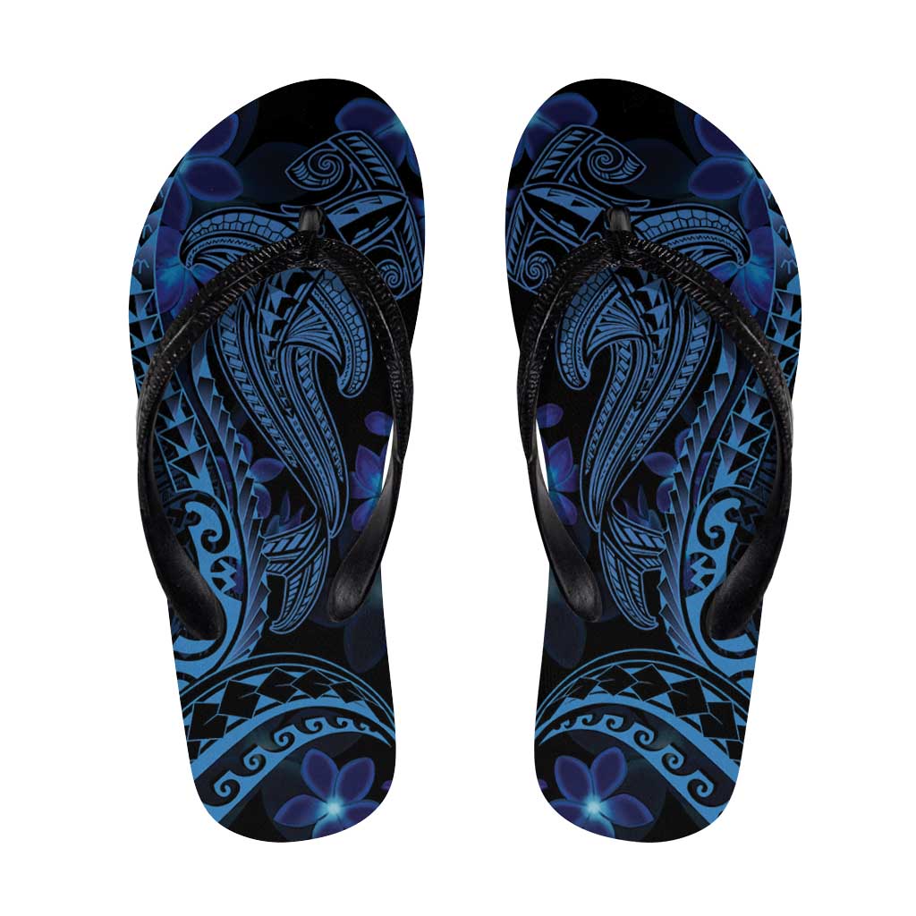 Blue Polynesia Shark Tattoo Flip Flops Polynesian Plumeria LT14 Blue - Polynesian Pride
