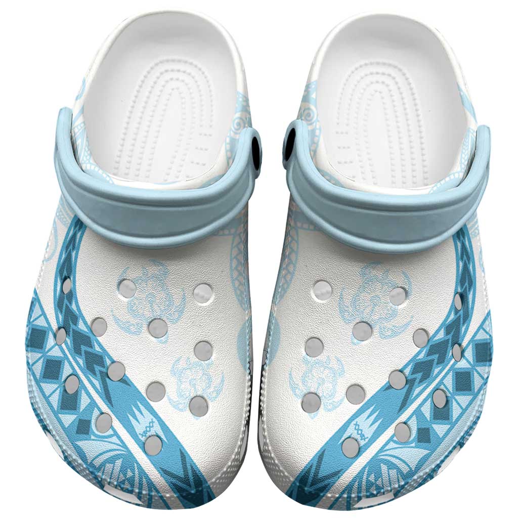 Blue Polynesian Tribal Turtle Floral Pattern Clogs Shoes LT05 Blue - Polynesian Pride