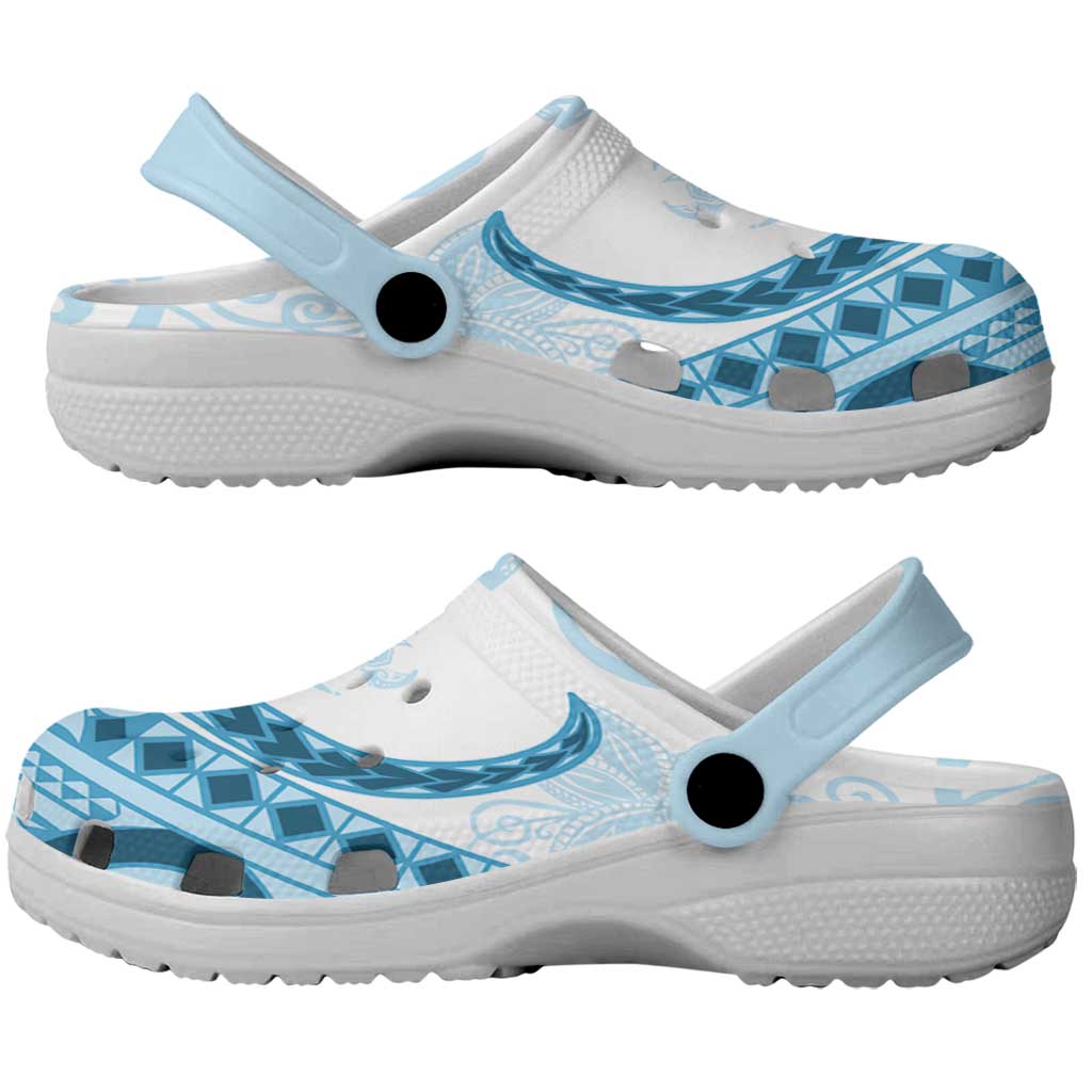 Blue Polynesian Tribal Turtle Floral Pattern Clogs Shoes LT05 - Polynesian Pride