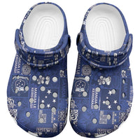 Blue Samoa Manuia Le Kerisimasi Clogs Shoes Pacific Patchwork Xmas Vibes LT9 Blue - Polynesian Pride