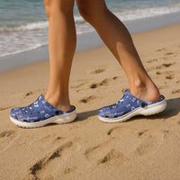Blue Samoa Manuia Le Kerisimasi Clogs Shoes Pacific Patchwork Xmas Vibes LT9 - Polynesian Pride