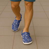 Blue Samoa Manuia Le Kerisimasi Clogs Shoes Pacific Patchwork Xmas Vibes LT9 - Polynesian Pride