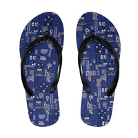 Blue Samoa Manuia Le Kerisimasi Flip Flops Pacific Patchwork Xmas Vibes LT9 Blue - Polynesian Pride
