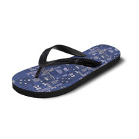 Blue Samoa Manuia Le Kerisimasi Flip Flops Pacific Patchwork Xmas Vibes LT9 - Polynesian Pride