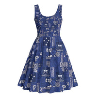 Blue Samoa Manuia Le Kerisimasi Midi Dress Pacific Patchwork Xmas Vibes LT9 - Polynesian Pride