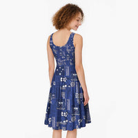 Blue Samoa Manuia Le Kerisimasi Midi Dress Pacific Patchwork Xmas Vibes LT9 - Polynesian Pride